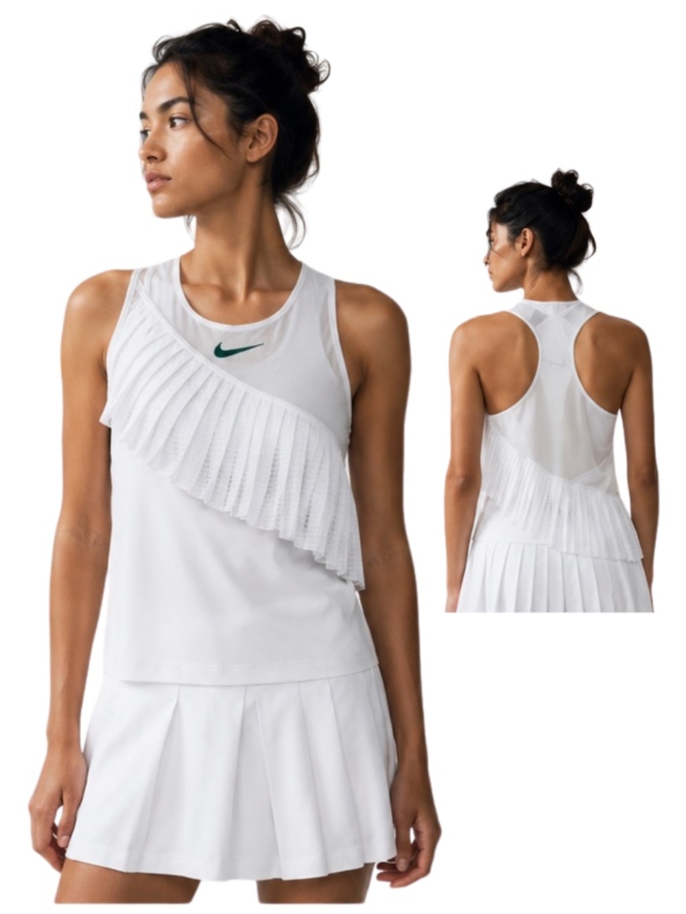 Nike Custom Athlete Asymmetric Mesh Pleat Tank Top FB1682 White Sample Limited